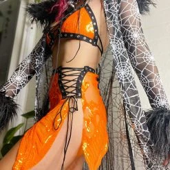 Disco Lemonade Pumpkin Queen Disco Skirt - Many Sizes!! LACE UP