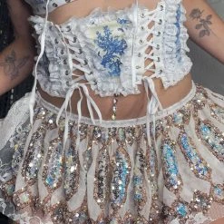 Disco Lemonade Lux X Disco: Angel Dust Skirt ONE OF A KIND