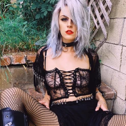 Disco Lemonade Black Widow Tie Up Top