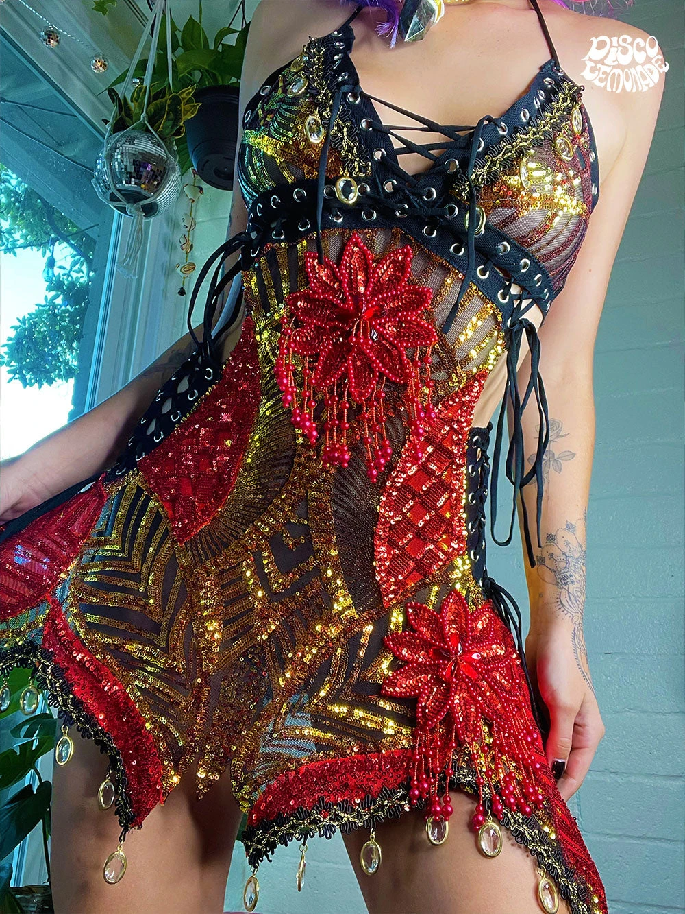 Disco Lemonade DISCO DRESSES Fire Queen - Size Large 6 Disco Lemonade DISCO DRESSES Fire Queen - Size Large