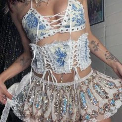 Disco Lemonade Lux X Disco: Angel Dust Skirt ONE OF A KIND