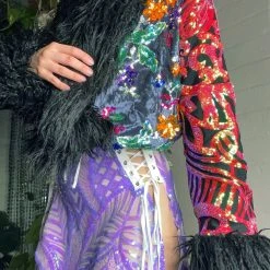 Disco Lemonade OUTERWEAR Lux X Disco: Tropical And Mysterious Cropped Coat - Size Medium
